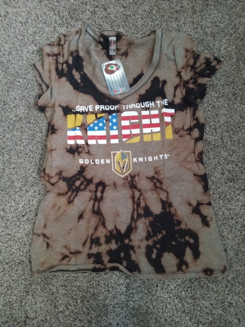 Vegas Golden Knights (VGK) Through the Knight Bleached Tie-Dye T-Shirt